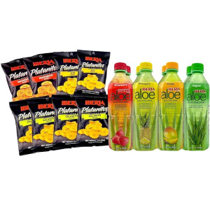 Aloe & Plantain Snack Variety Duo - 8 Vera Drinks + 8 Plantain Chips